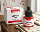 Isomars Professional Acrylic Ink Crimson Red 35 ml, Waterproof Dropper - Isomars
