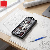 Isomars Professional Technical Drawing Drafting Compass Set of 8 | Precision Engineering & Architecture Geometry Instrument Kit with Divider, Extension Bar, Leads & Accessories - Isomars