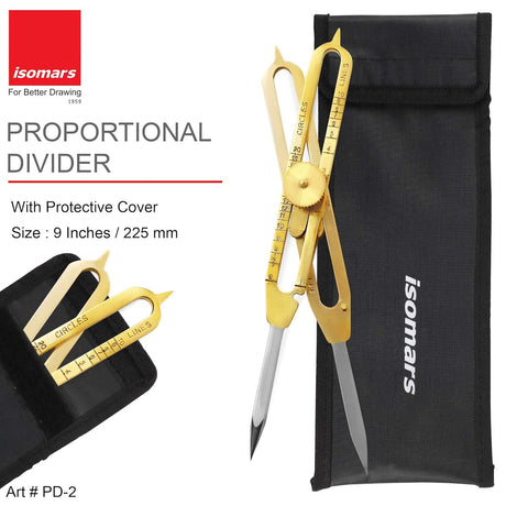 Isomars Proportional Divider Brass 9 Inch with SS Point - Isomars