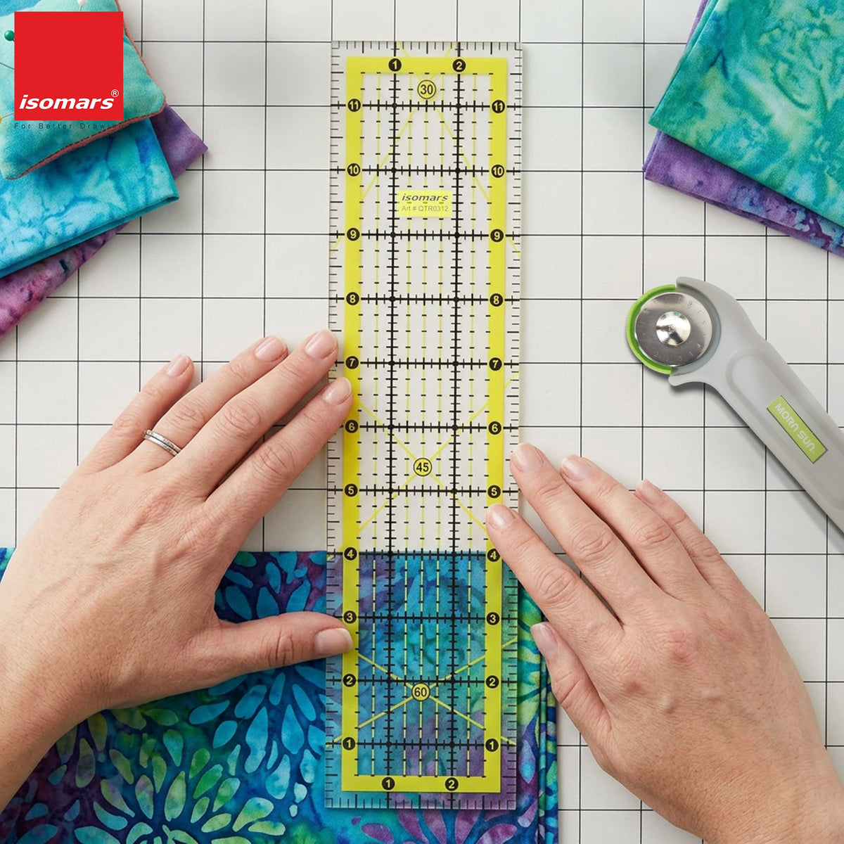Isomars Quilting Ruler 3 x 12 Inch | Clear Acrylic Sewing Scale - Isomars