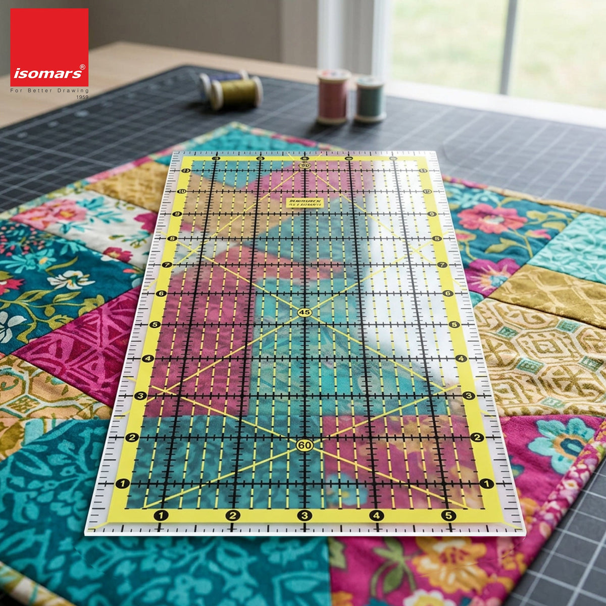 Isomars Quilting Ruler 6 x 12 Inch | Garment Patchwork Ruler - Isomars