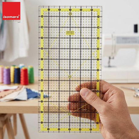 Isomars Quilting Ruler 6 x 12 Inch | Garment Patchwork Ruler - Isomars