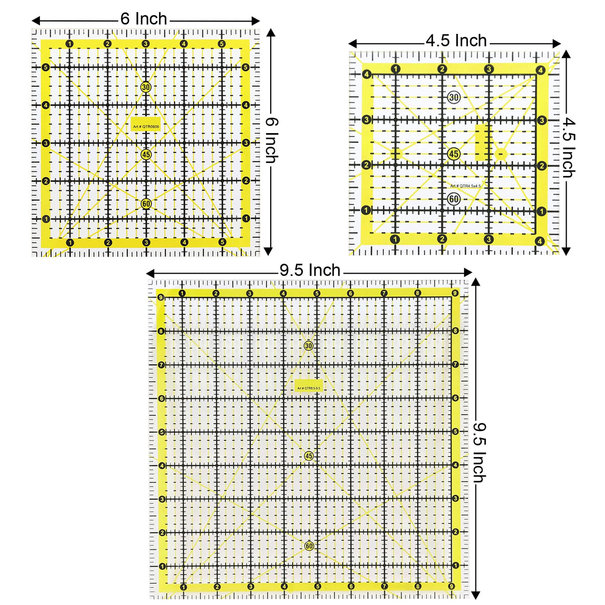 Isomars Quilting Ruler Set of 5 with Storage Bag, Clear Acrylic - Isomars