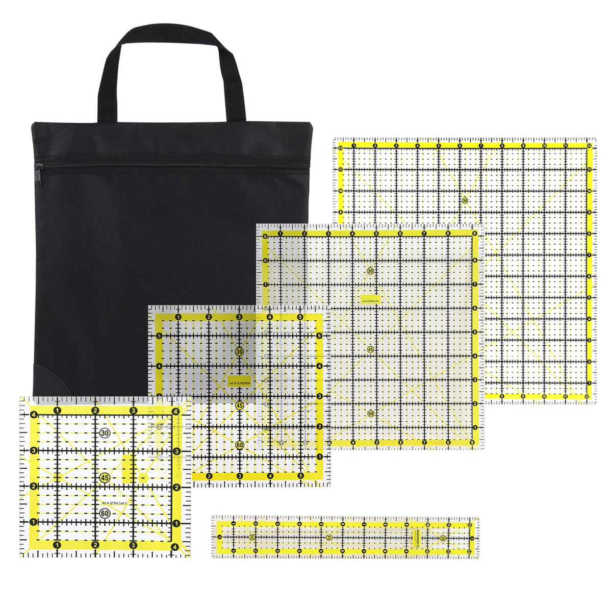 Isomars Quilting Ruler Set of 5 with Storage Bag, Clear Acrylic - Isomars