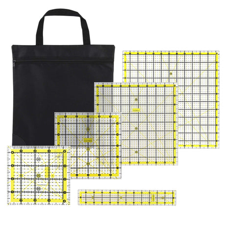 Isomars Quilting Ruler Set of 5 with Storage Bag, Clear Acrylic - Isomars