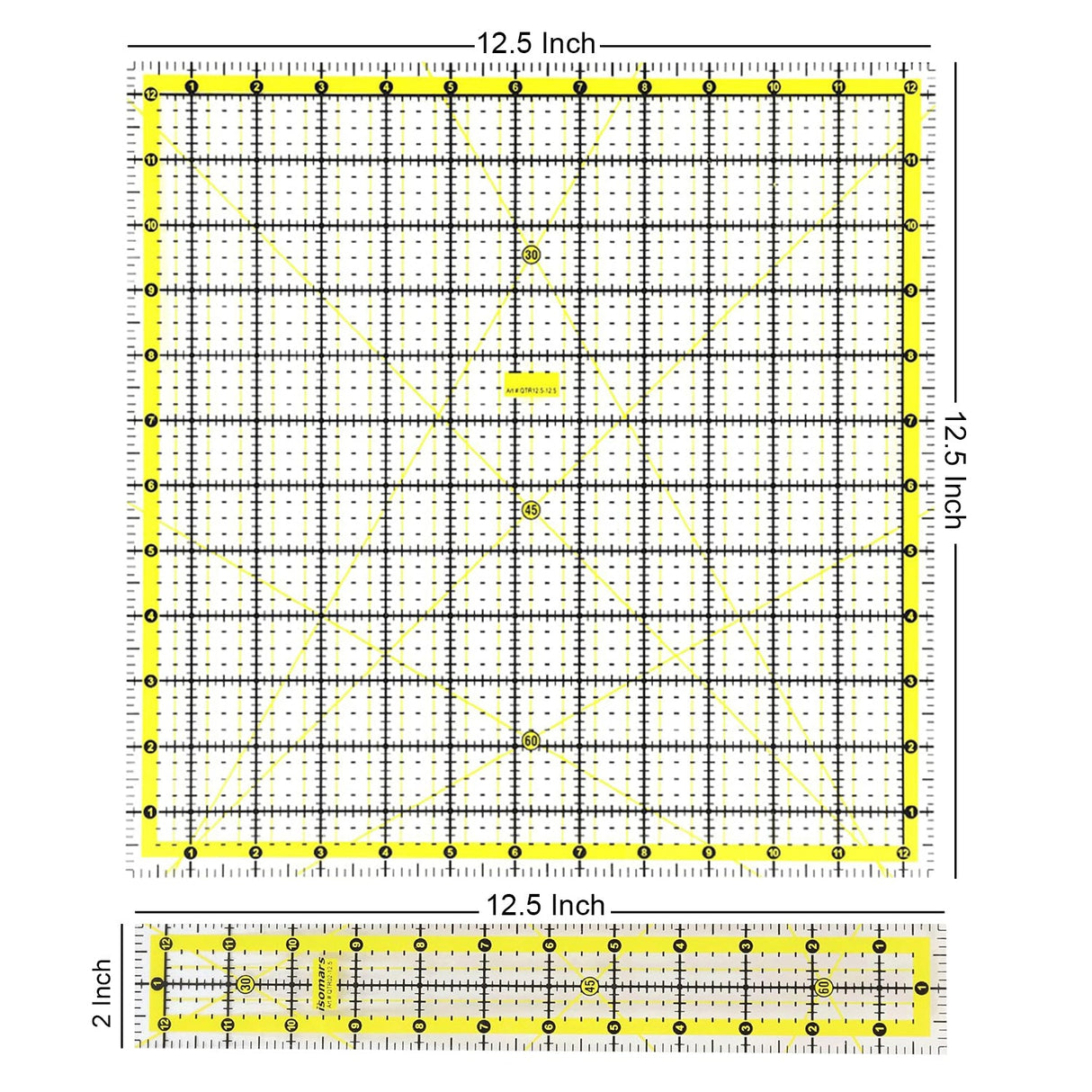 Isomars Quilting Ruler Set of 5 with Storage Bag, Clear Acrylic - Isomars
