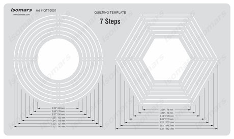 Isomars Quilting Template 7 Steps Circles & Hexagon - Isomars