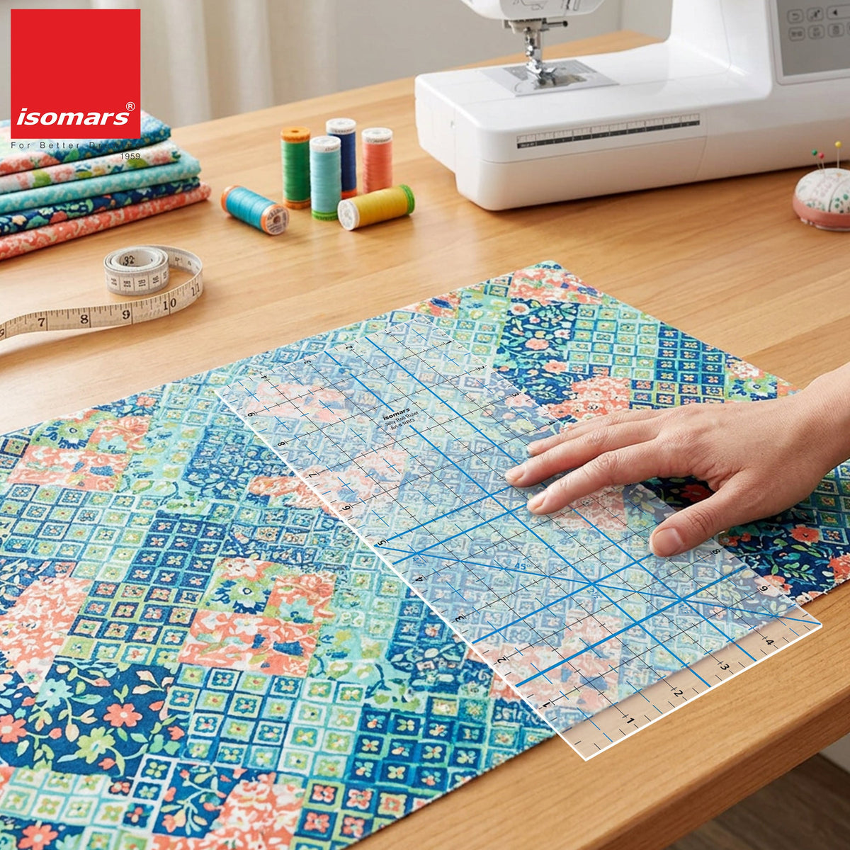 Isomars Roll Ruler Quilting 5" x 10" for Fabric Cutting - Isomars