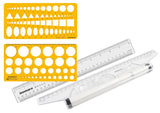 Isomars Rolling Ruler with Circle & Combination Drawing Drafting Template | Multifunction Geometry Drafting Scale Set for Technical Design, Architecture & Engineering - Isomars