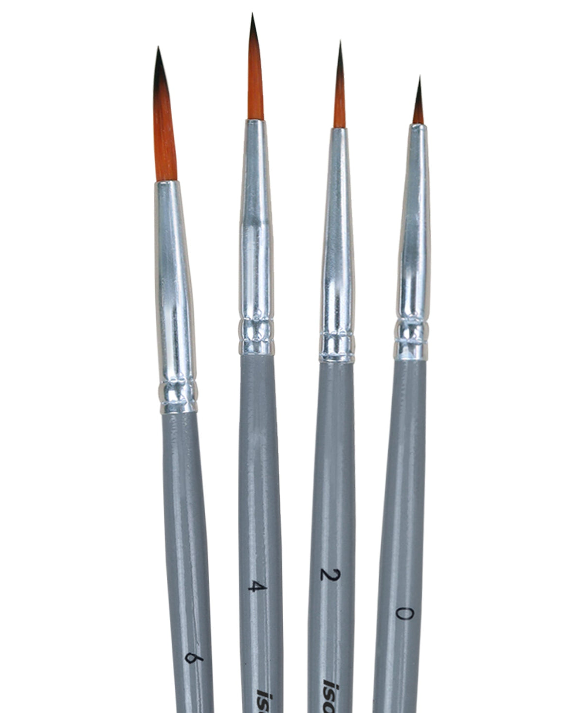 Isomars Round Paint Brush Set of 4 - Taklon Hair, Sizes 0, 2, 4, 6 - Isomars