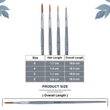 Isomars Round Paint Brush Set of 4 - Taklon Hair, Sizes 0, 2, 4, 6 - Isomars