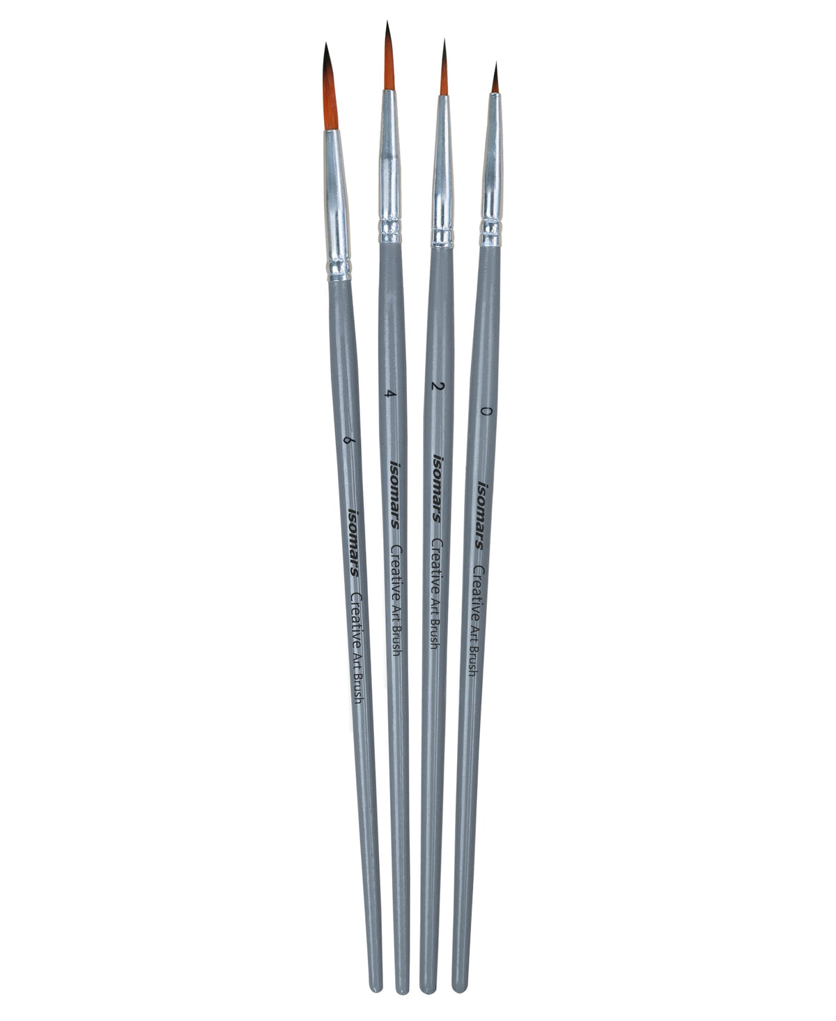 Isomars Round Paint Brush Set of 4 - Taklon Hair, Sizes 0, 2, 4, 6 - Isomars