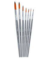 Isomars Round Paint Brush Set of 7 - Taklon Hair, Sizes 0 to 12 - Isomars
