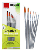 Isomars Round Paint Brush Set of 7 - Taklon Hair, Sizes 0 to 12 - Isomars