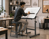 Isomars Scholar Drawing Table Stand With A1 Double-Sided Laminated Drawing Board | Height Adjustable 34.5–47 Inches | 0–180° Tilting Drafting Table for Artists, Architects & Designers(Green) - Isomars