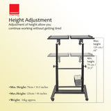 Isomars Sit &Stand 360° 2 Platforms Laptop & Projector User Table Multipurpose Angle Height & 360° Rotation Adjustable Both Side 2 Engineered Wood Board 20" / 50.8 cm x 14" / 35..5 cm (Black) - Isomars