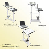 Isomars Sit &Stand 360° 2 Platforms Laptop & Projector User Table Multipurpose Angle Height & 360° Rotation Adjustable Both Side 2 Engineered Wood Board 20" / 50.8 cm x 14" / 35..5 cm (White) - Isomars