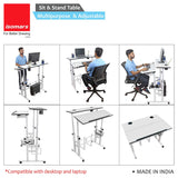 Isomars Sit/Stand Multipurpose Adjustable Table Professional Computer Workstation Extra Long Table top Dedicated Space for CPU Comes with Wheels & Floor Adjusters(36" X 12"/92cm X 30CM Wide White) - Isomars