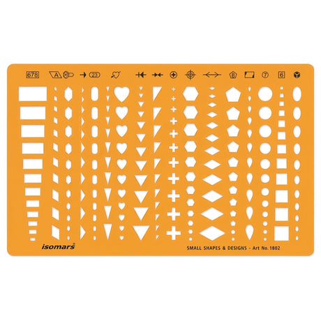 Isomars Small Shapes & Designs Drawing Template | Geometric Shapes Drafting Stencil for Art, Craft, Technical Drawing, Architecture, Fashion Design, Engineering & School Projects - Isomars