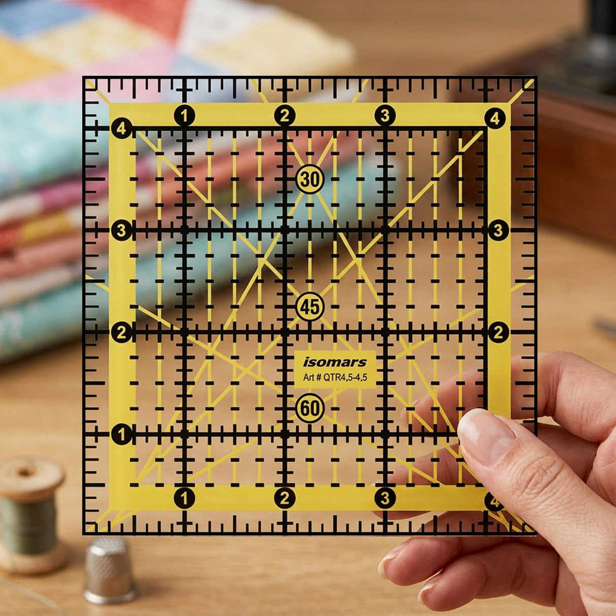 Isomars Square Patchwork Quilt Ruler 4.5 x 4.5 Inch | Acrylic - Isomars