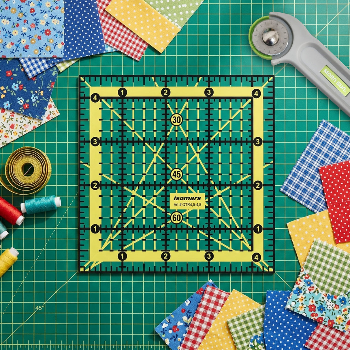 Isomars Square Patchwork Quilt Ruler 4.5 x 4.5 Inch | Acrylic - Isomars