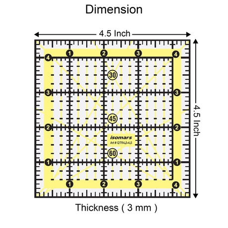 Isomars Square Patchwork Quilt Ruler 4.5 x 4.5 Inch | Acrylic - Isomars