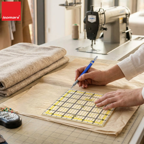 Isomars Square Quilting Ruler 6 x 6 Inch | 3mm Clear Acrylic - Isomars