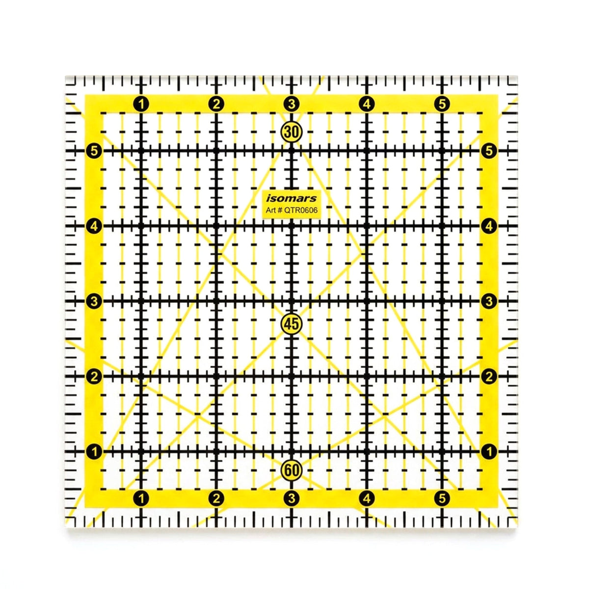 Isomars Square Quilting Ruler 6 x 6 Inch | 3mm Clear Acrylic - Isomars