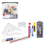 Isomars Student Drafting Kit – 5-Piece Engineering Drawing Set with Compass, Scale, Set Squares, Protractor & Protective Carry Pouch – Ideal for Architecture & Engineering Students - Model F - Isomars