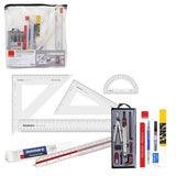 Isomars Student Drafting Kit – 7-Piece Engineering Drawing Set with Compass, Scale, Set Squares, Protractor & Protective Carry Pouch – Ideal for Architecture & Engineering Students - Isomars