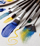 Isomars Studium Extra Long Handle Artist Paint Brush Set of 10 for Acrylic, Oil & Mixed Media Painting - Isomars