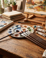 Isomars Studium Extra Long Handle Artist Paint Brush Set of 10 for Acrylic, Oil & Mixed Media Painting - Isomars