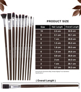 Isomars Studium Extra Long Handle Artist Paint Brush Set of 10 for Acrylic, Oil & Mixed Media Painting - Isomars