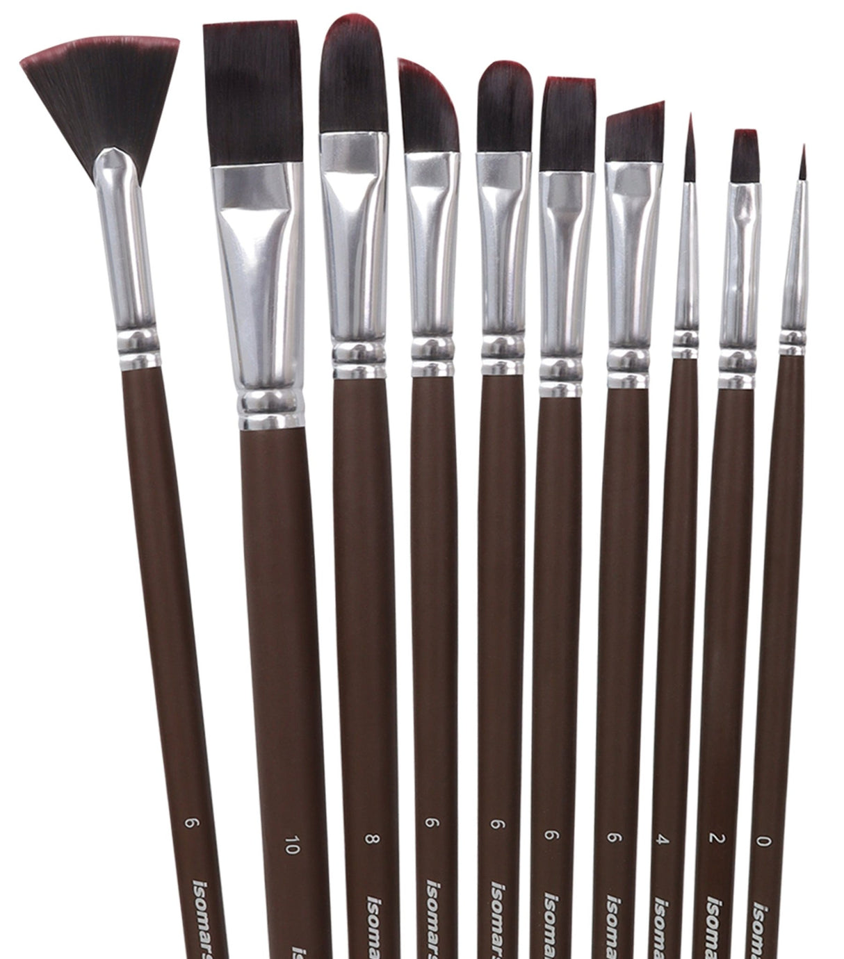 Isomars Studium Extra Long Handle Artist Paint Brush Set of 10 for Acrylic, Oil & Mixed Media Painting - Isomars