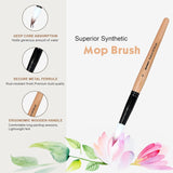 Isomars Studium Mop Brush Set of 4 - Professional Synthetic Hair Round Paint Brushes for Watercolor, Gouache, Acrylic, Ink & Oil Painting - Natural Wooden Handle Art Brushes (Sizes 14, 16, 18, 20) - Isomars