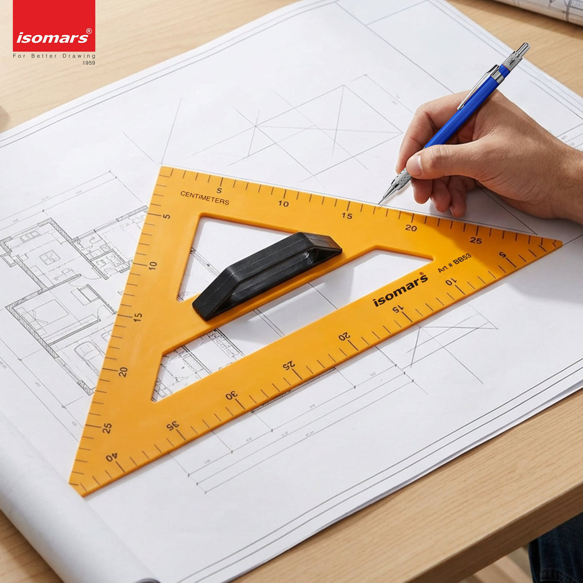 Isomars Teacher's Set Square | 45 Degrees | Extra Large Size for Blackboard/Whiteboard | With Detachable Handle - Isomars
