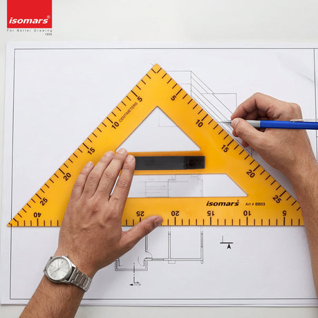 Isomars Teacher's Set Square | 45 Degrees | Extra Large Size for Blackboard/Whiteboard | With Detachable Handle - Isomars