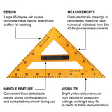 Isomars Teacher's Set Square | 45 Degrees | Extra Large Size for Blackboard/Whiteboard | With Detachable Handle - Isomars