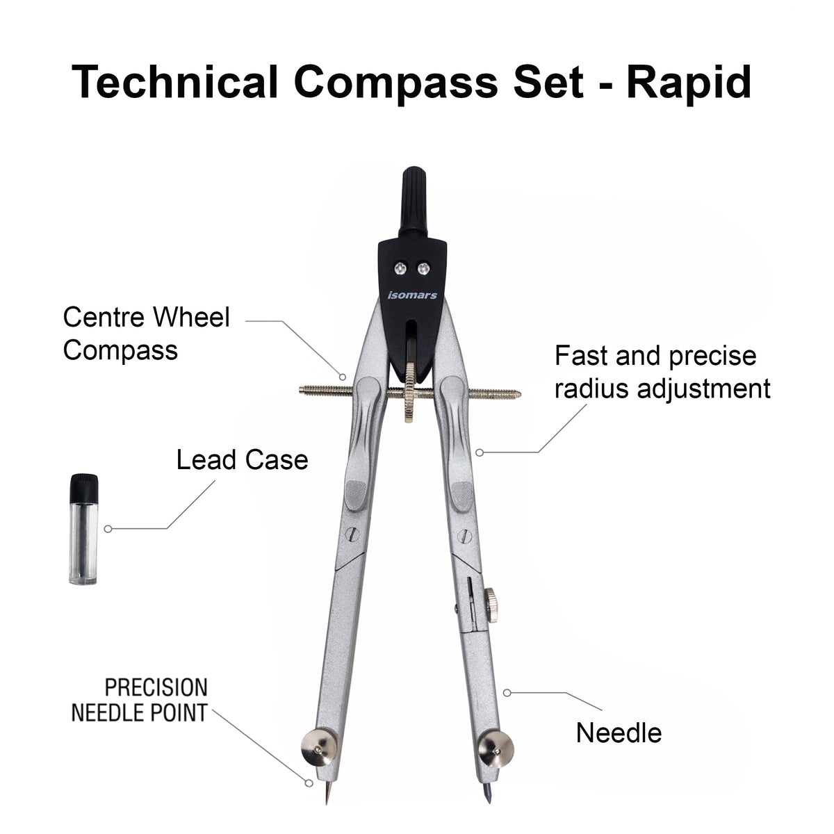 Isomars Technical Compass Set Rapid Adjustment for Drafting - Isomars