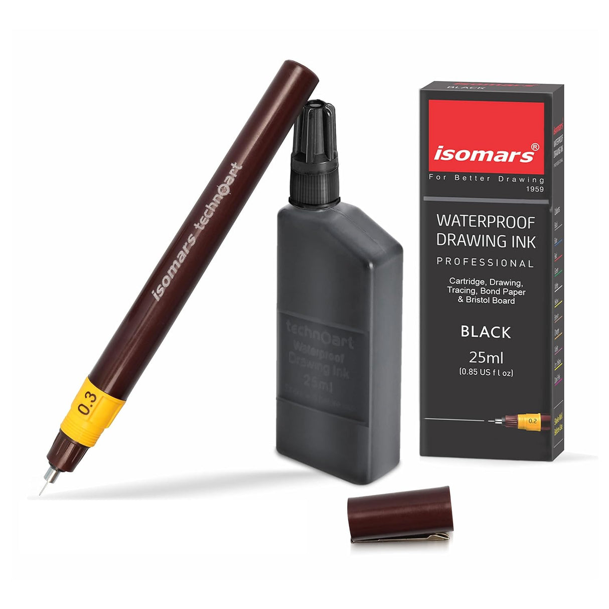Isomars Technoart Fineliner Pen 0.3mm with Waterproof Black Ink Set - Isomars