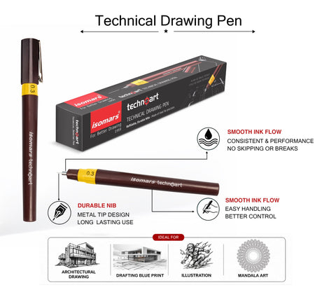 Isomars Technoart Technical Drawing Pen 0.3mm Fineliner - Isomars