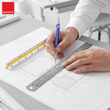 Isomars Triangular Scale 12 Inch with Stainless Steel Measuring Ruler 12 Inch Combo Set | Architect & Engineering Drafting Ruler | Multi-Scale Metric Drawing Tool for Students & Professionals - Isomars