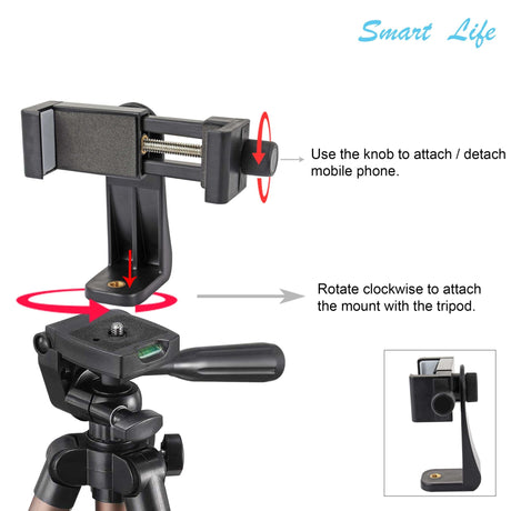 Isomars Tripod Mobile Holder Adjustable- for Smartphones & iPhones (Black) with 360° Rotational Working Angles & Adjustable Angles Use The Knob to Attach/Detach Mobile Phones - Isomars