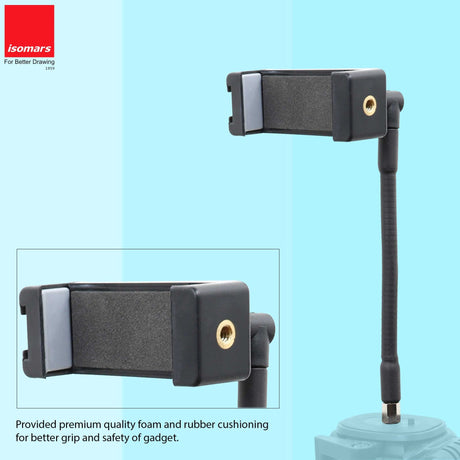 Isomars Tripod Mobile Holder Adjustable- for Smartphones & iPhones (Black) with 360° Rotational Working Angles & Flexible Extender with Spring Mechanisam Adjustable Angles - Isomars