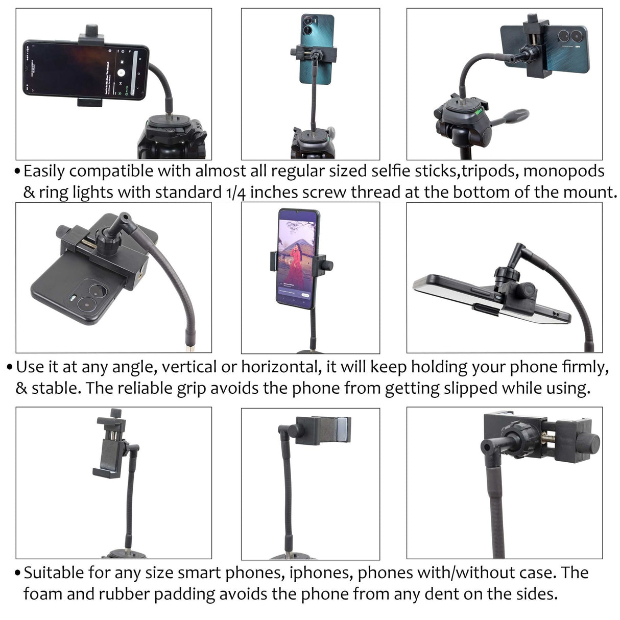 Isomars Tripod Mobile Holder Adjustable- for Smartphones & iPhones with 360° Rotational Working Angles (6 Inches (Knob Style)) - Isomars