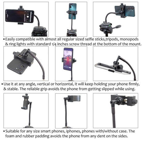 Isomars Tripod Mobile Holder Adjustable- for Smartphones & iPhones with 360° Rotational Working Angles (6 Inches (Knob Style)) - Isomars