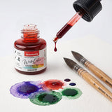 Isomars Watercolour Drawing Ink Set of 12 (35ml Each) with Mop Brush Set of 4 | Vibrant Liquid Watercolor Inks for Calligraphy, Illustration, Airbrush, Painting & Mixed Media Art - Isomars
