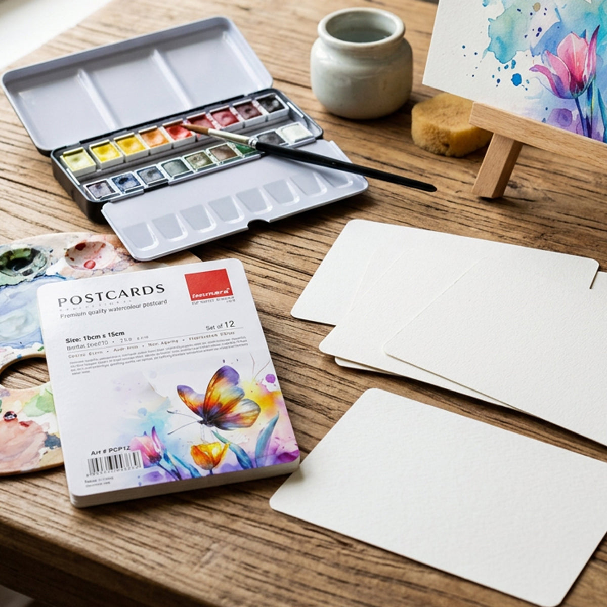 Isomars Watercolour Postcards 10x15cm, 300 GSM, Pack of 12 - Isomars