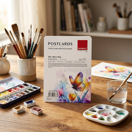 Isomars Watercolour Postcards 10x15cm, 300 GSM, Pack of 12 - Isomars