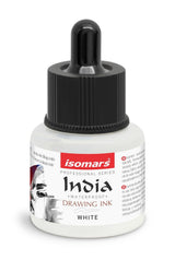 Isomars Waterproof Drawing Ink with Dropper 35ml | White India Ink for Calligraphy, Technical Drawing, Illustration & Art | Quick Dry, Fade Resistant, Permanent Pigmented Ink - Isomars